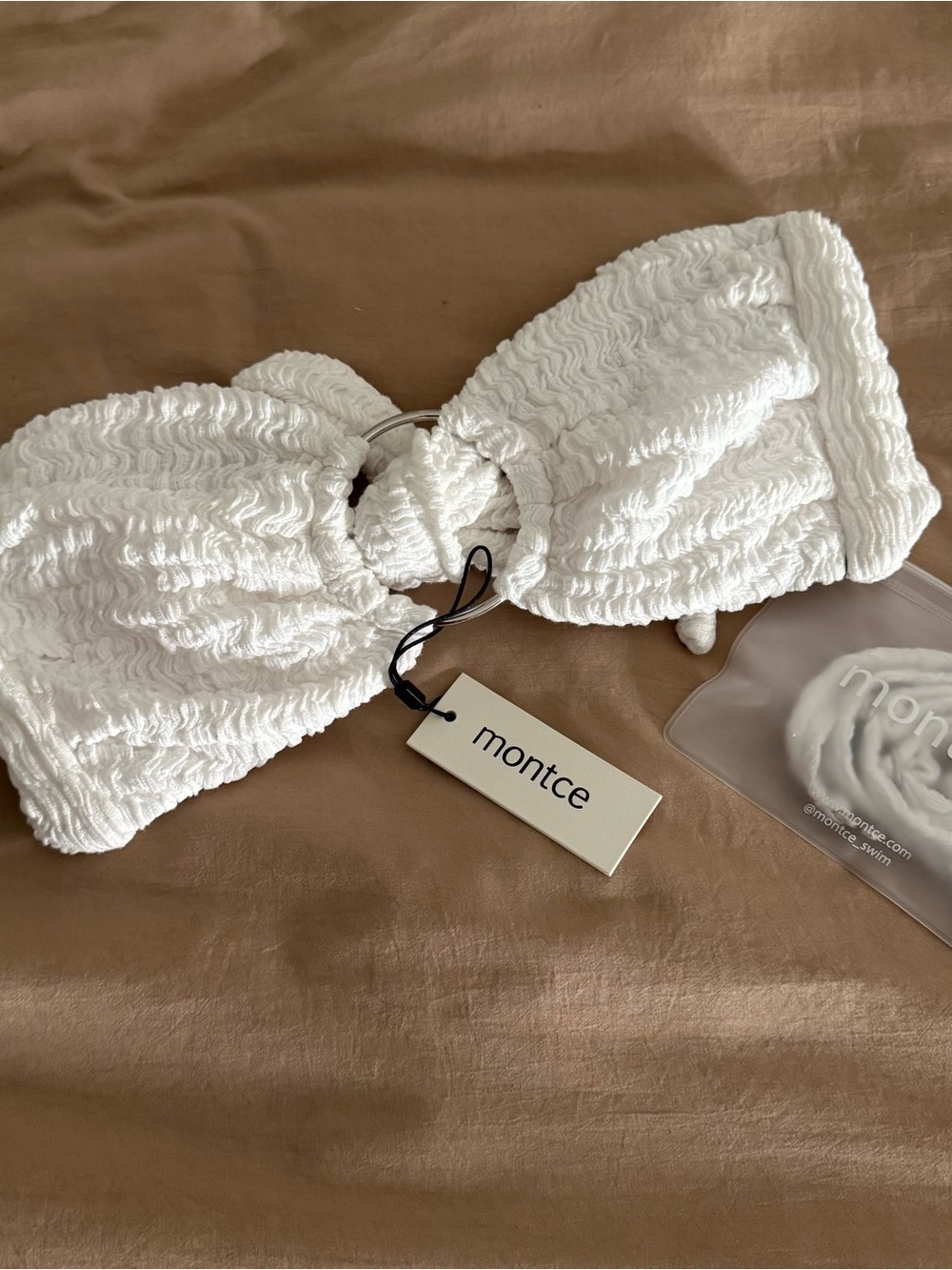 NWT Montce Seychelles Tori Ties Bandeau Bikini Top White